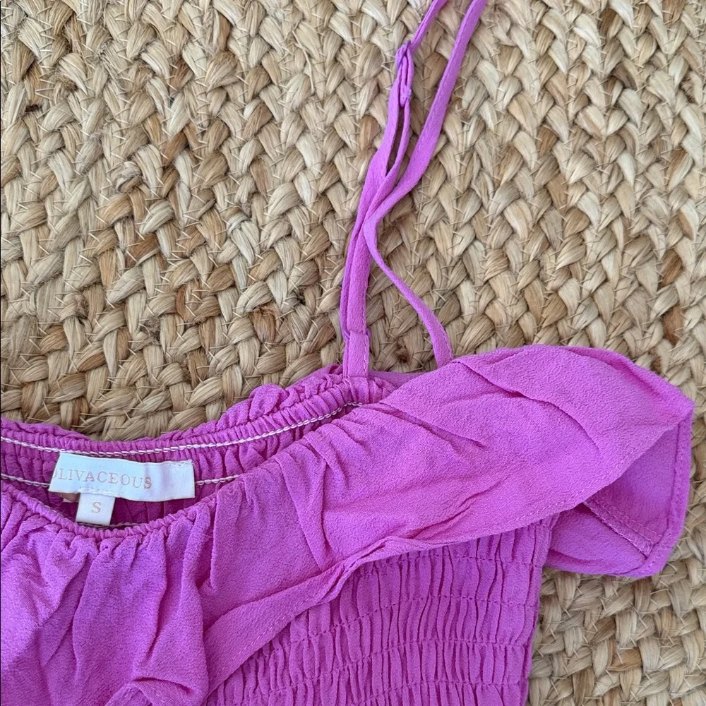 Pink Ruffle Mini Dress - Picture 2 of 4